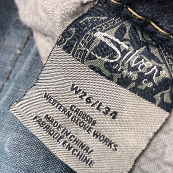 VINTAGE SILVER MCKENZIE JEANS SLIMCUT 26x34 DECORATED FLAP POCKET !! 😎 - Picture 7 of 16